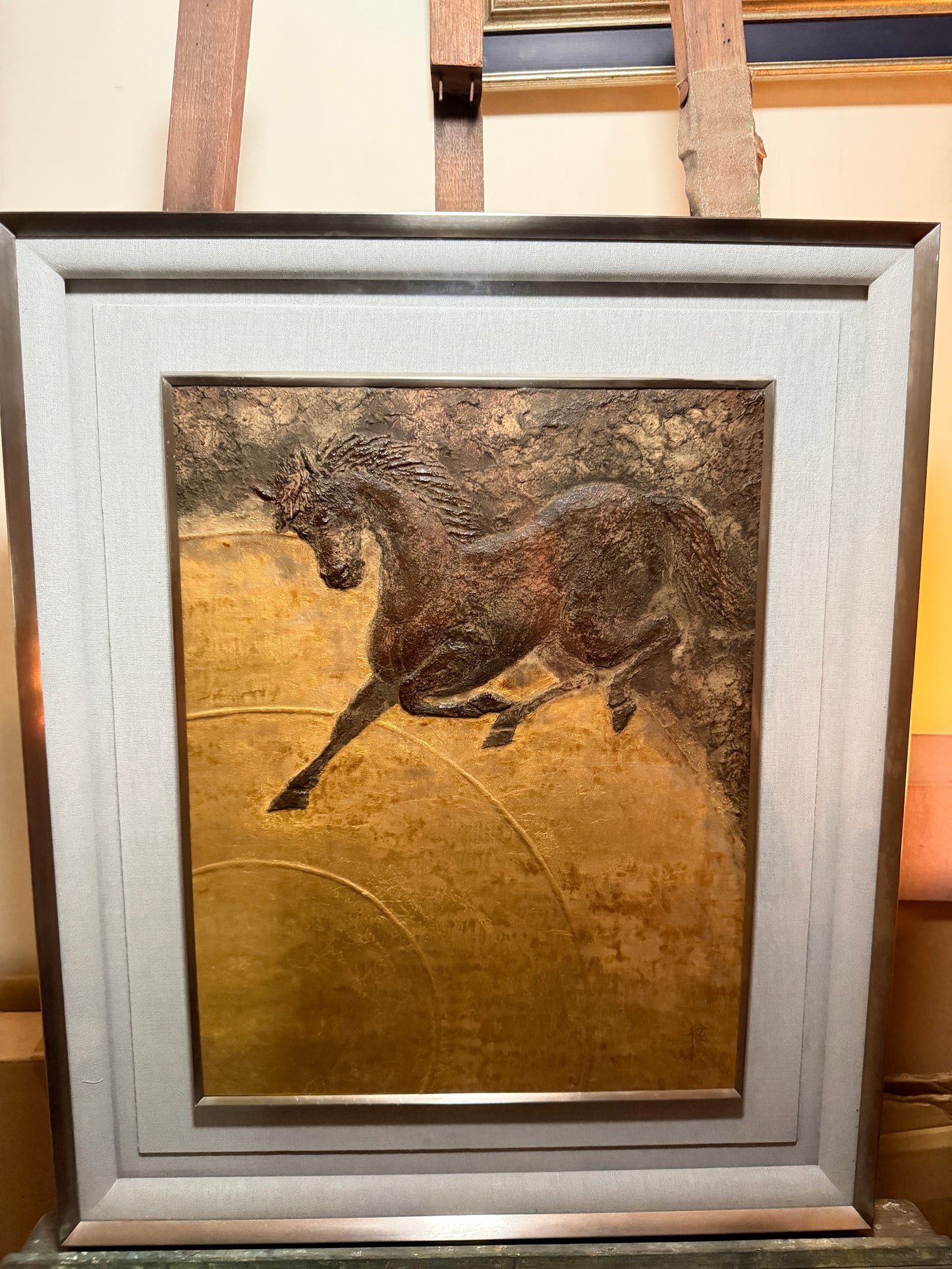 Japanese Lacquer Art  "Divine Horse Chasing Sun"  Gengo Ogura Handcrafted